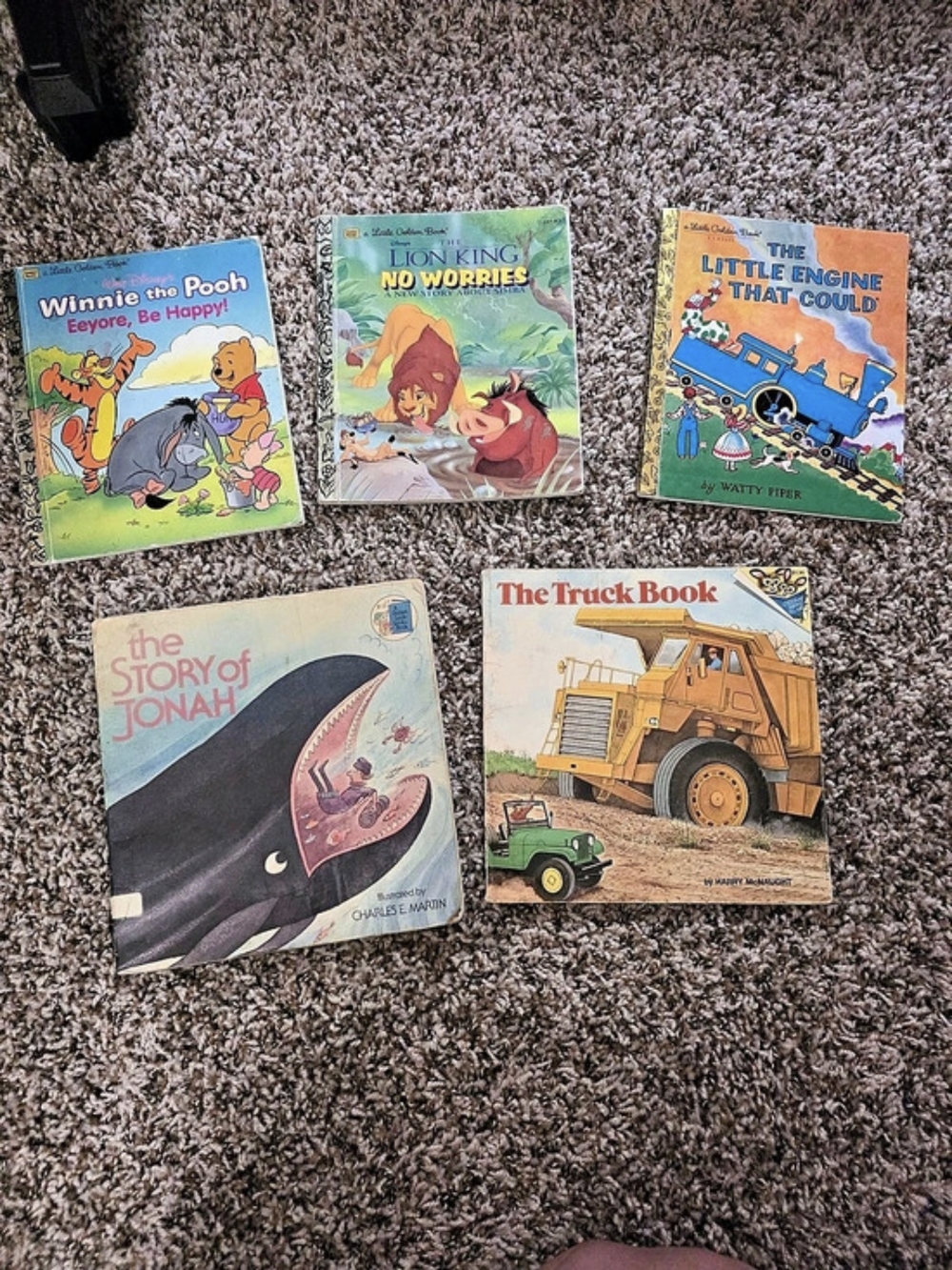 Little Golden Books Bundle: Pooh, lion king, Jonah, trucks and little engine